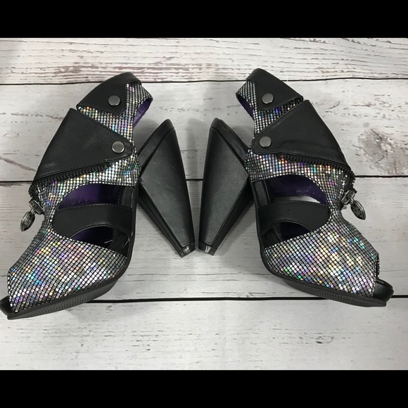 TUK Dazzle Moto Jacket Rocket Slingback High Heels - Picture 4 of 9